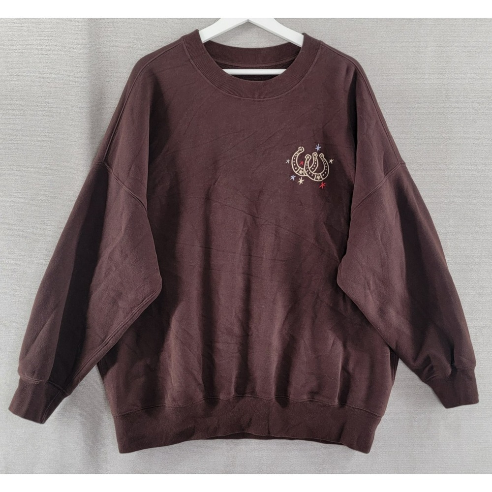 Abercrombie Fitch Sweatshirt Soft A&F Collection Embroidered Boot Womens Large